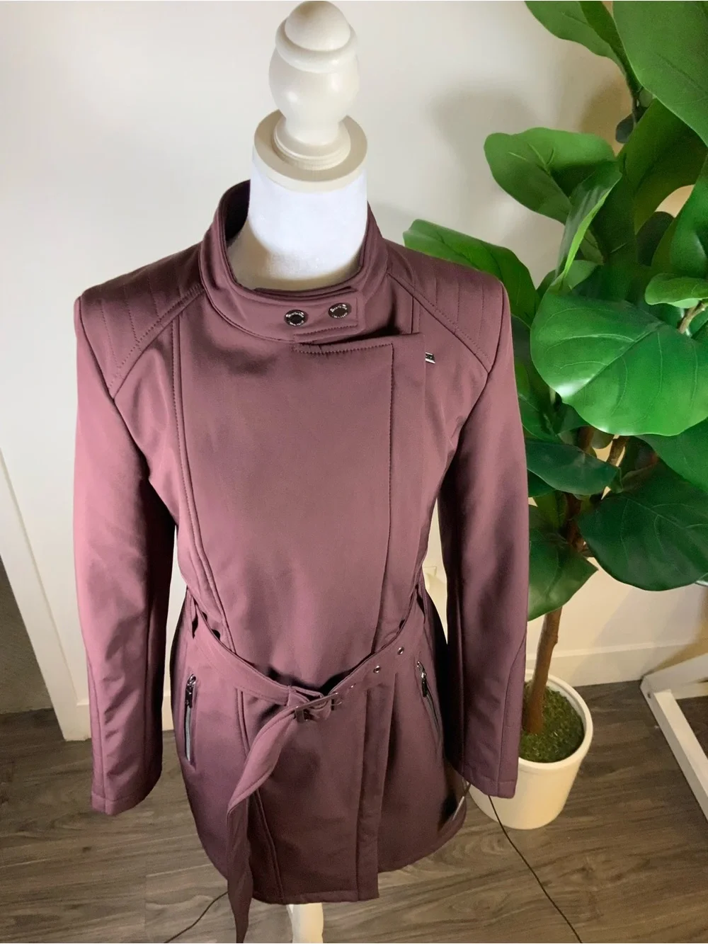 Kenneth Cole Mauve Belted Trench Coat